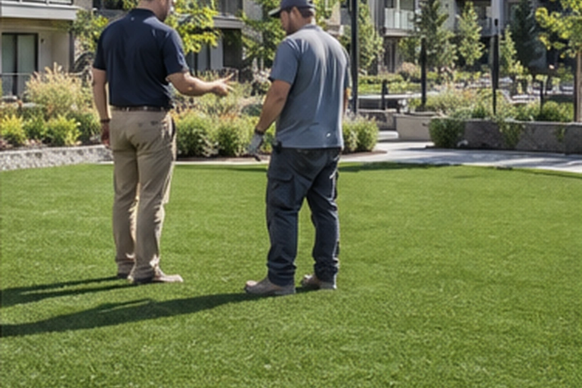 Artificial turf amenity space at a multi-unit residential property