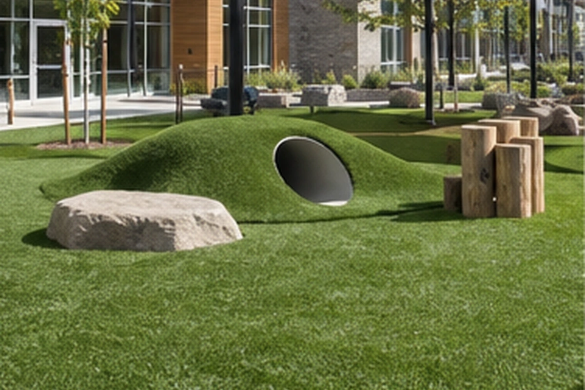 Artificial turf play area designed for a school or childcare setting